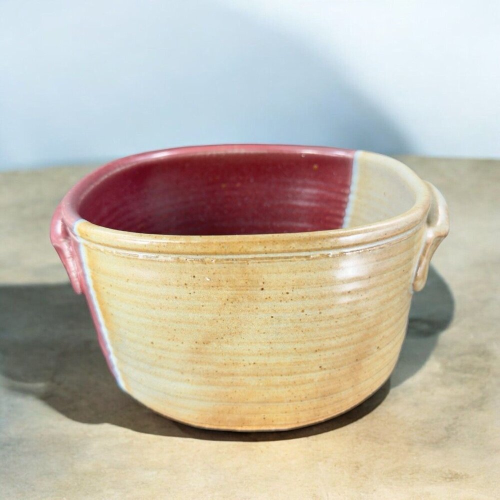 Hand Made Studio Art Pottery Bowl Dish With Handles Signed B‎ Creek Planter Pot